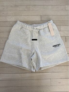 Fear of God ESSENTIALS Crewneck in Light Gray with Black Print